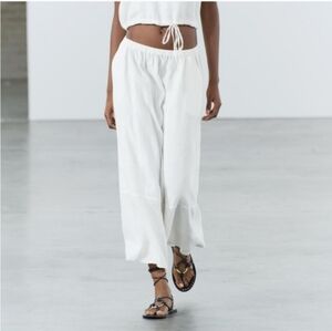 Zara NWT 100% Linen Midi Skirt ZW COLLECTION Sz XXL